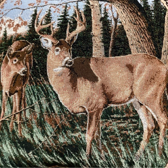 NWT - Vintage - Deer Designed Woven Tapestry Pillow by Robert Schmidt - Rare - Picture 3 of 10